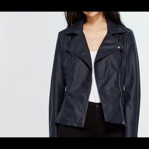 Faux Vegan Leather Moto Jacket L never worn